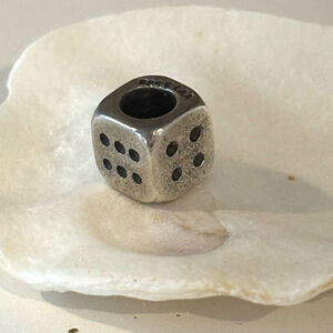 TROLLBEADS Dice bead sterling silver charm marked 925s LAA good luck gambling